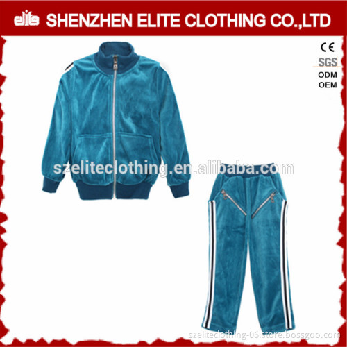 Newest Designs Custom Beautiful Blue Velour Tracksuits No Hood